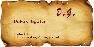 Dufek Gyula névjegykártya