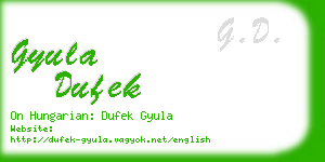 gyula dufek business card